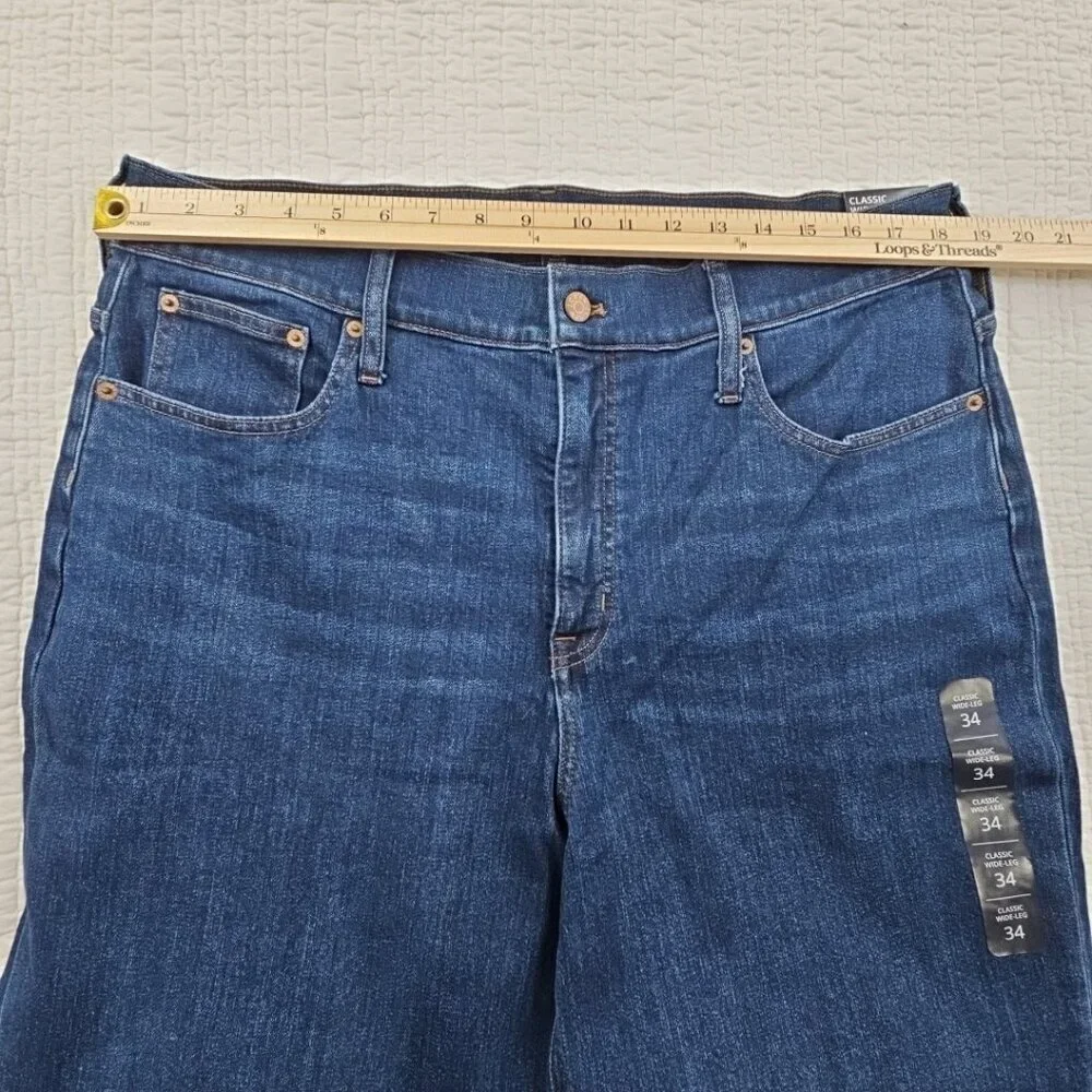 J. Crew Classic Wide-Leg Jeans Women's 34 (W37 x L30) Dark Wash NEW NWT Stretch - Picture 3 of 16